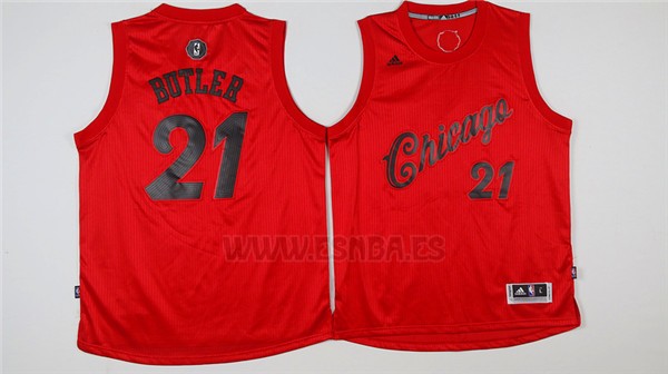 Camiseta Navidad 2016 Chicago Bulls Jimmy Butler #21 Rojo